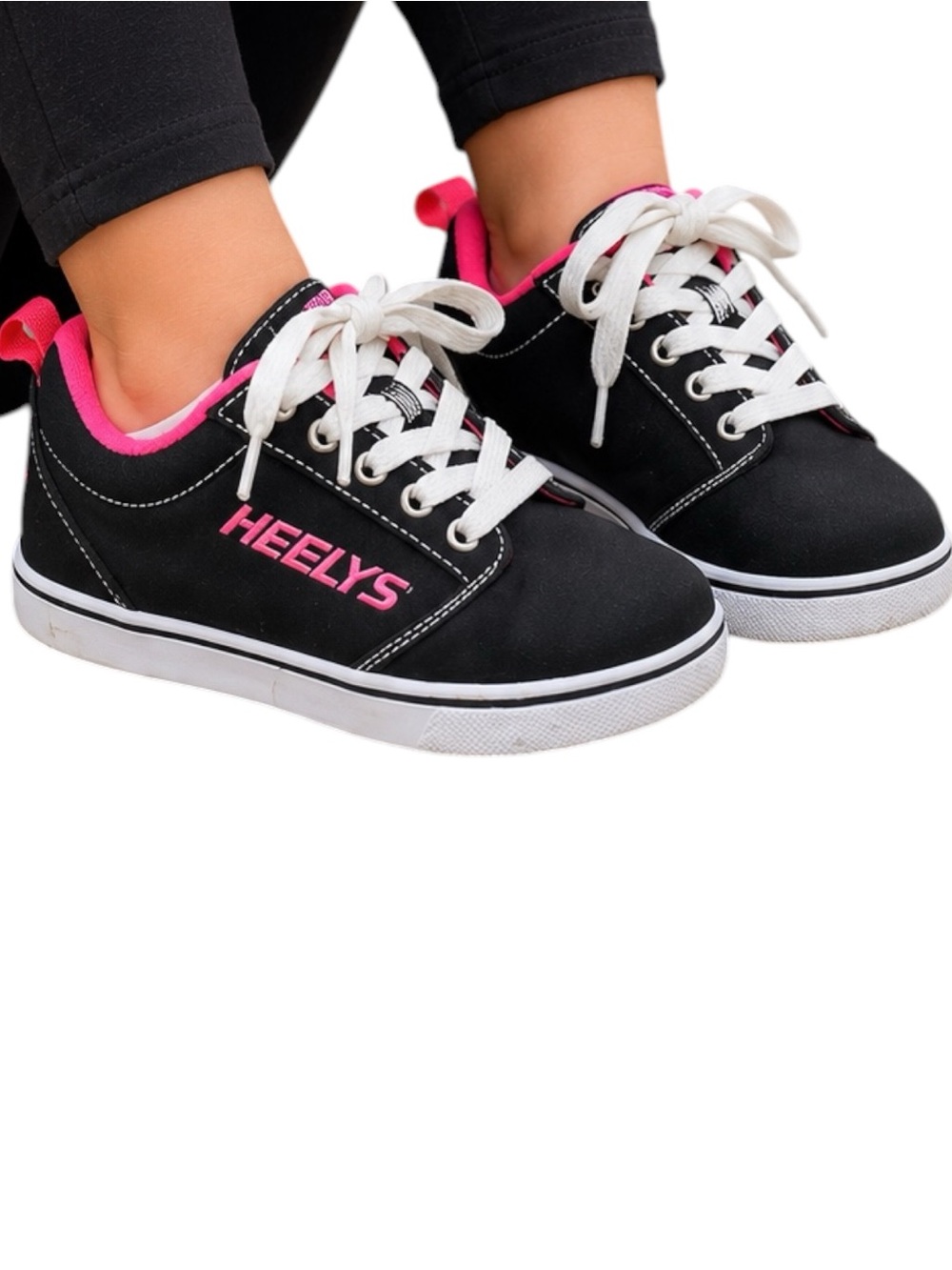 Heelys Size Youth 13C Black Hot Pink White Wheeled Shoes